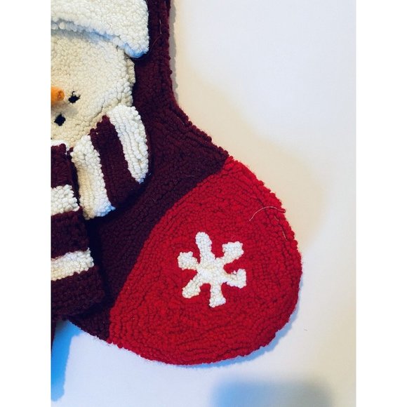 Sugar Plum Dreams Snowman Face Chenille Christmas Stocking Red White 19” - Picture 3 of 8